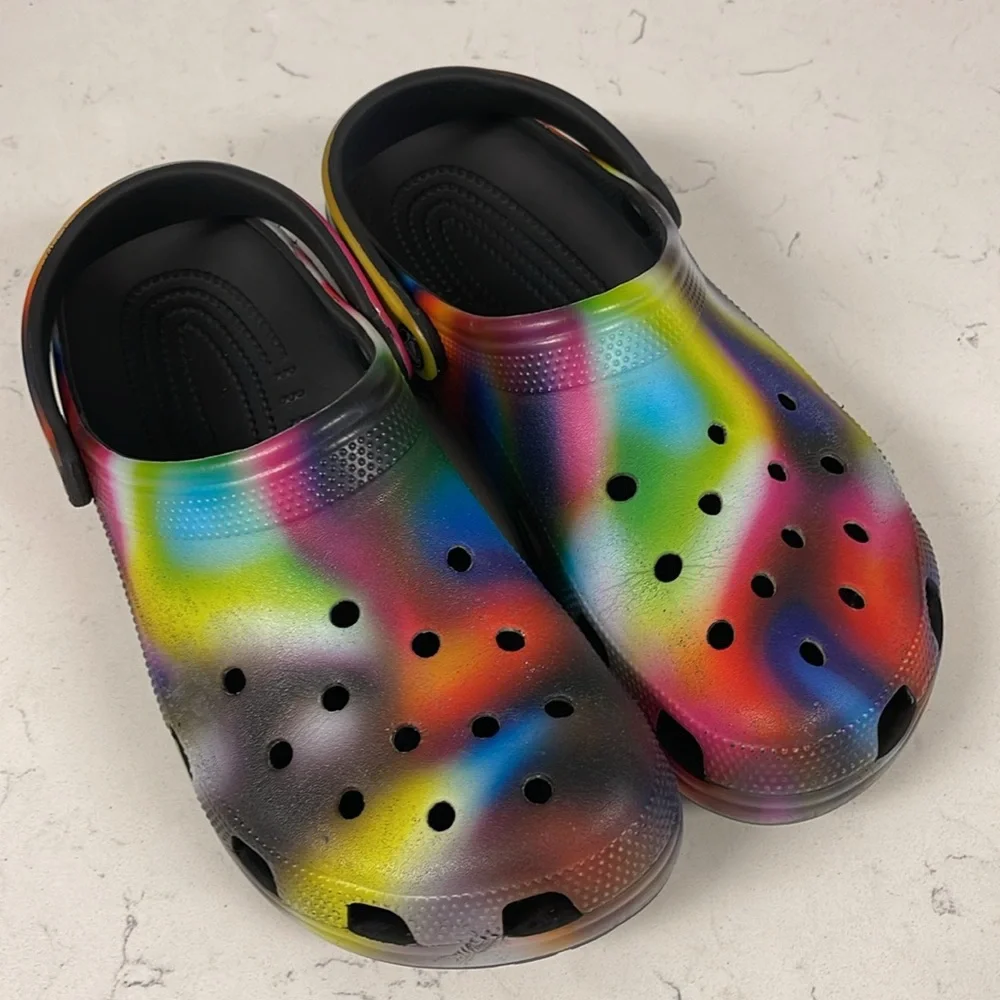 Crocs Classic Clog Solarized Tie Dye Unisex Women’s 12 - Mens 10 Black / Multi